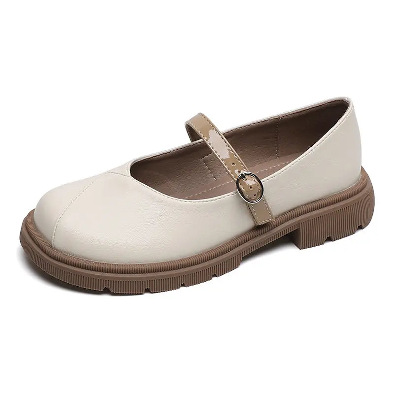 Retro Chunky Mary Jane Loafers with Contrast Strap