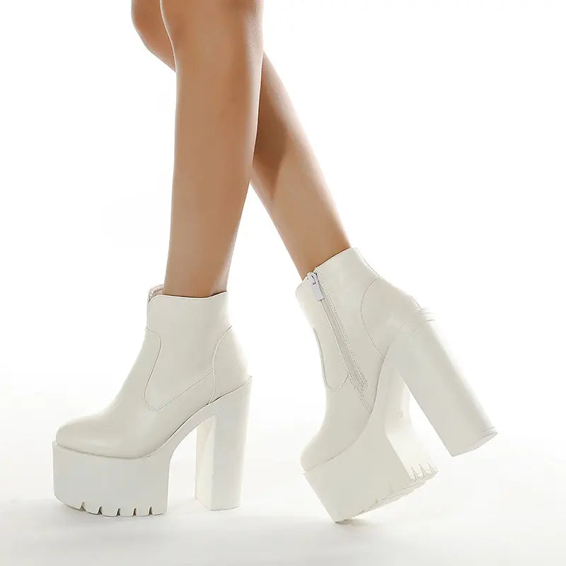 Retro Goth Extreme Chunky Heel Platform Ankle Boots