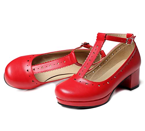 Lolita Heart Cut-Out T-Strap Mary Jane Pumps