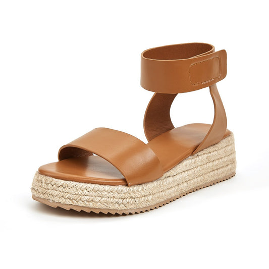 Women's Open Toe Espadrilles Platform Wedge Sandals Ankle Strap Low Heels Hemp Rope Beach Shoes