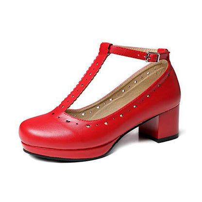 Lolita Heart Cut-Out T-Strap Mary Jane Pumps