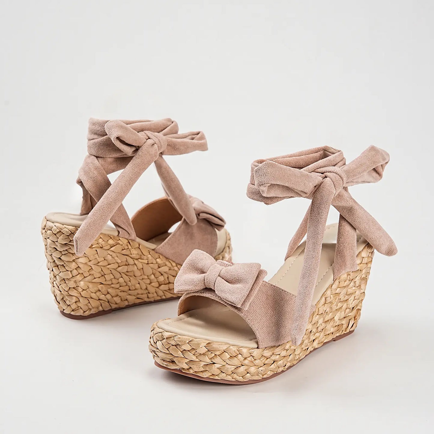 Lace Up Espadrille Wedge Bowknot Platform Sandals
