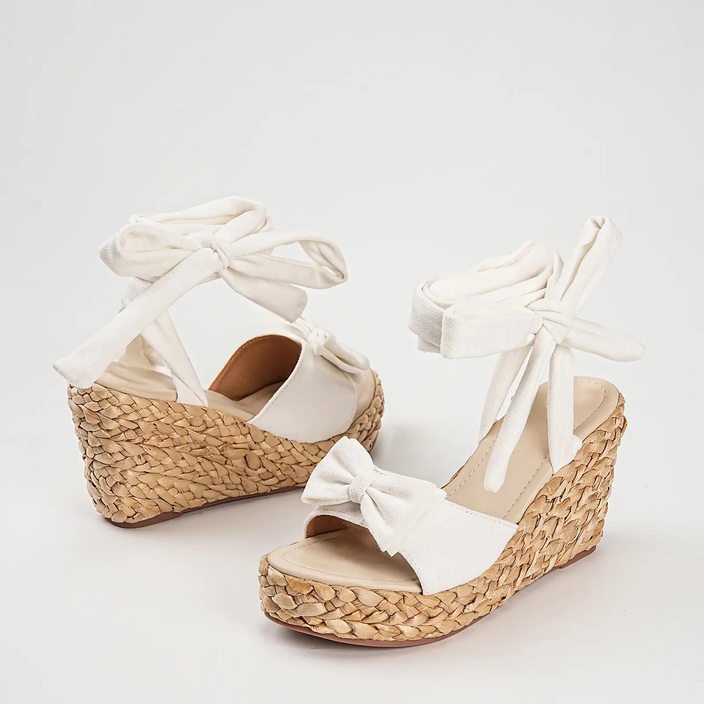 Lace Up Espadrille Wedge Bowknot Platform Sandals
