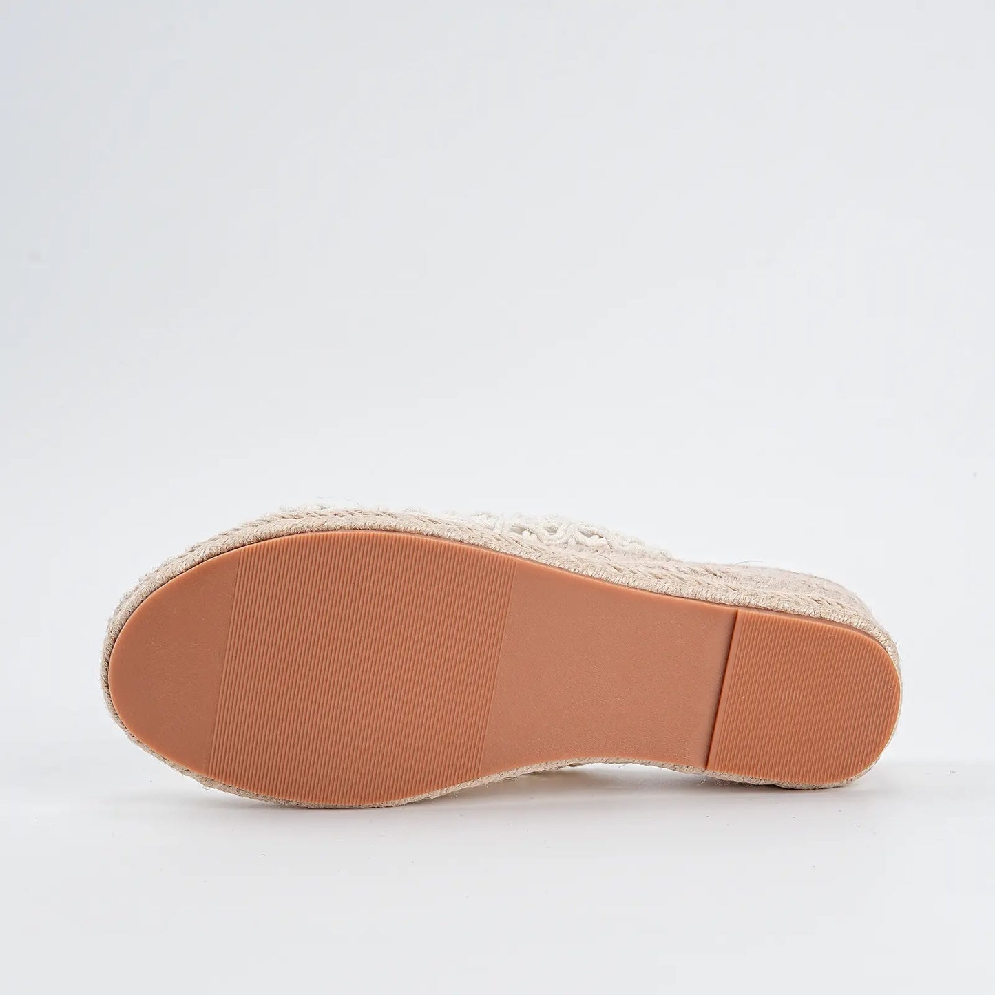 Crochet Espadrille Closed Toe Low Wedge Mule Sandals