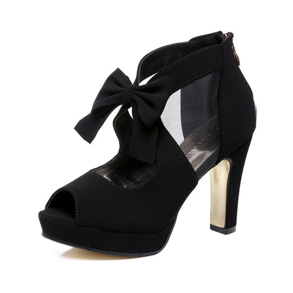 Vintage Bow Peep Toe Platform Heels