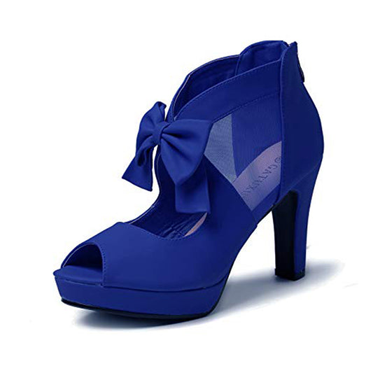 Vintage Bow Peep Toe Platform Heels