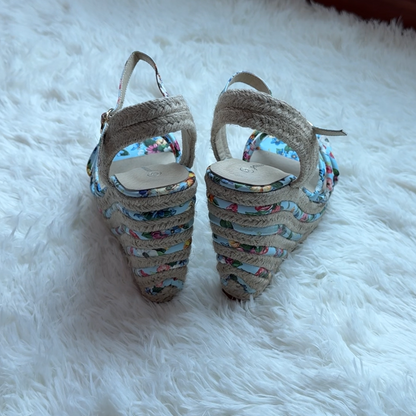 Floral Strappy Espadrille Wedges