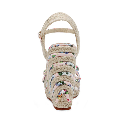 Floral Strappy Espadrille Wedges