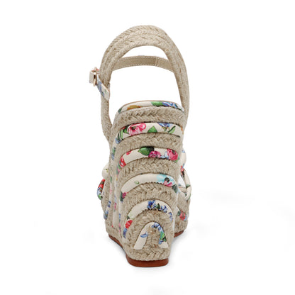 Floral Strappy Espadrille Wedges