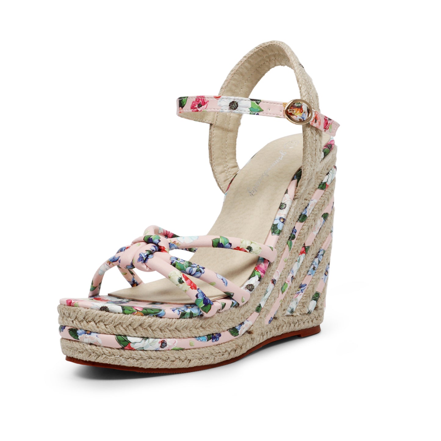 Floral Strappy Espadrille Wedges