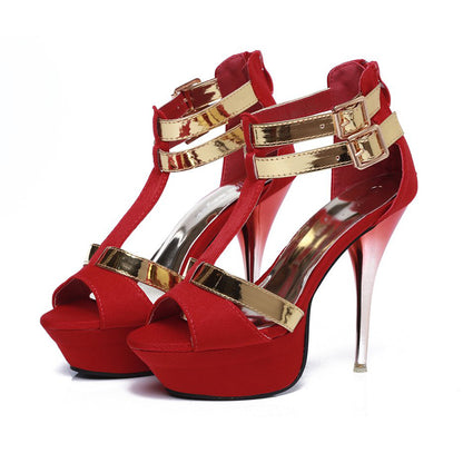 Double Buckle T-Strap Platform Stilettos