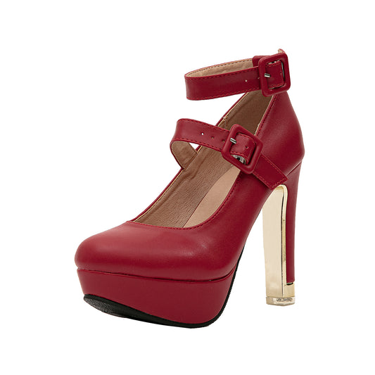 Double Strap Mary Jane Platform Pumps