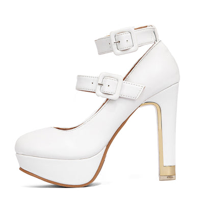 Double Strap Mary Jane Platform Pumps