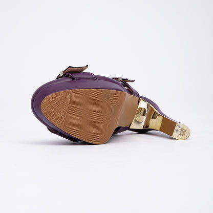 Edgy Grommet Buckle Slingback Pumps