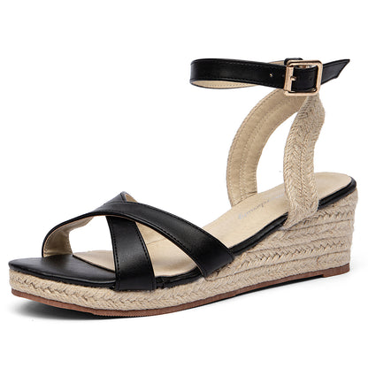 Criss-Cross Low Espadrille Wedge Sandals