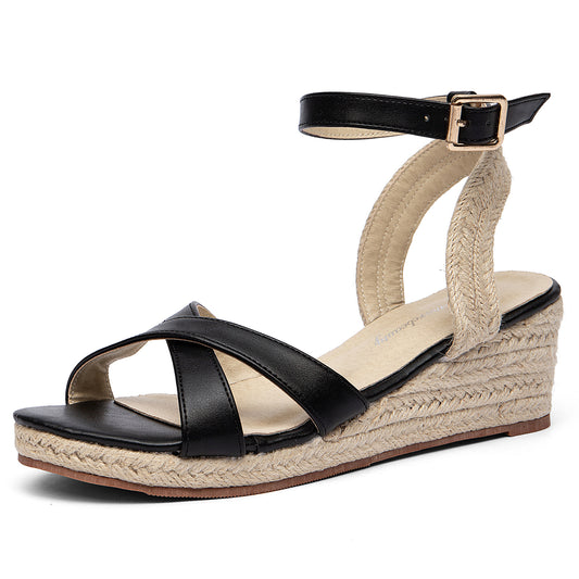 Criss-Cross Low Espadrille Wedge Sandals