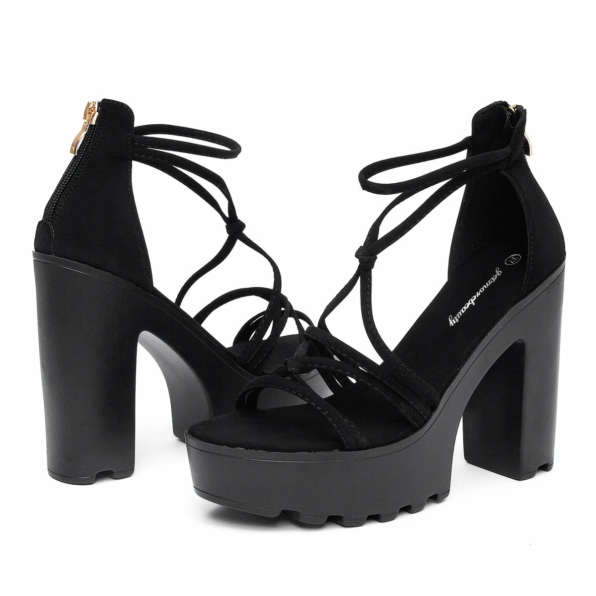 Criss-Cross Strappy Chunky Block Heel Platform Sandals