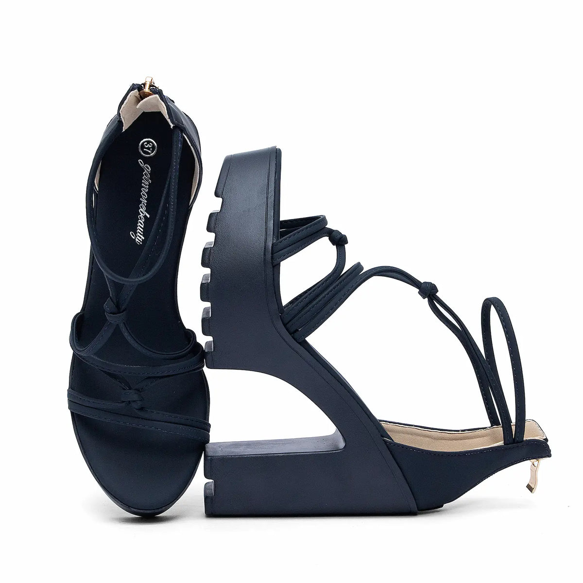 Criss-Cross Strappy Chunky Block Heel Platform Sandals