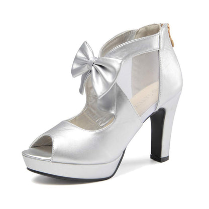 Vintage Bow Peep Toe Platform Heels