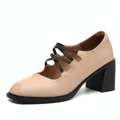 Vintage Square Toe Mary Jane Block Heels