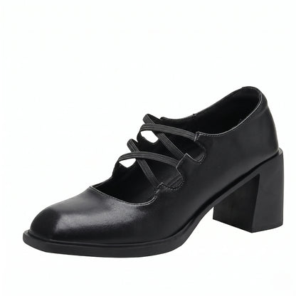 Vintage Square Toe Mary Jane Block Heels