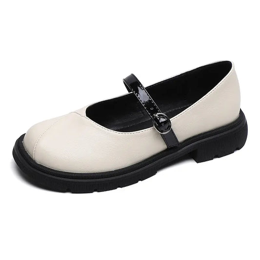 Retro Chunky Mary Jane Loafers with Contrast Strap
