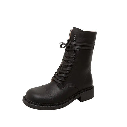 Vintage Genuine Leather Cap Toe Combat Boots