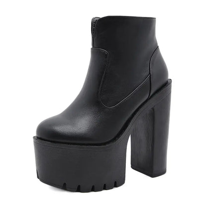 Retro Goth Extreme Chunky Heel Platform Ankle Boots