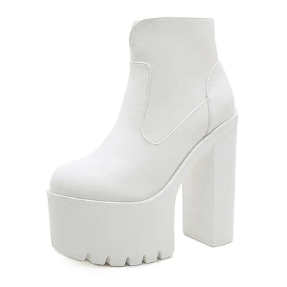 Retro Goth Extreme Chunky Heel Platform Ankle Boots