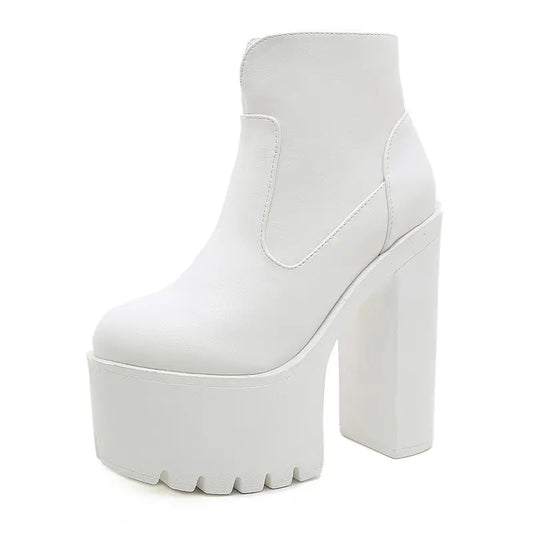 Retro Goth Extreme Chunky Heel Platform Ankle Boots