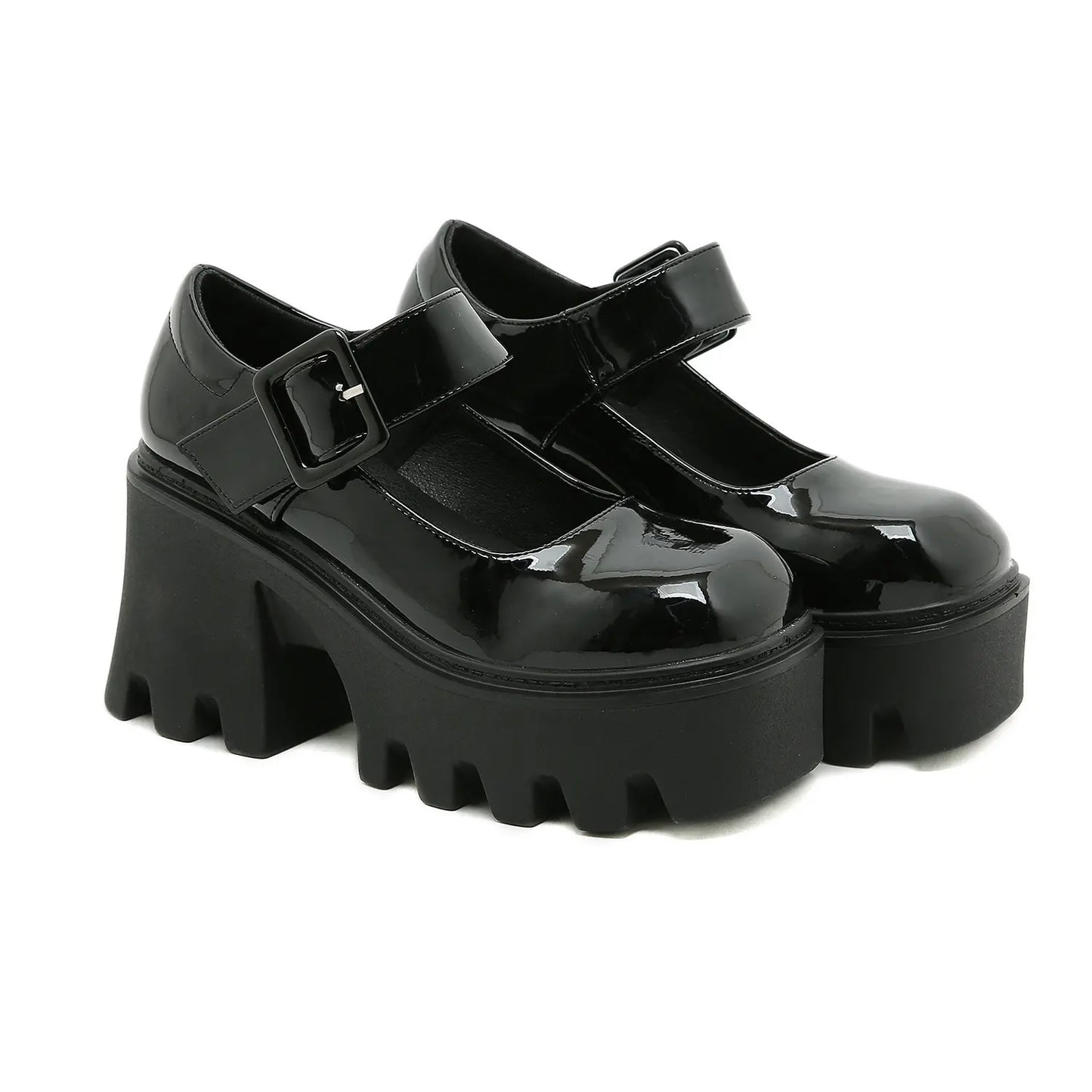 Retro Grunge Chunky Platform Block Heel Mary Janes