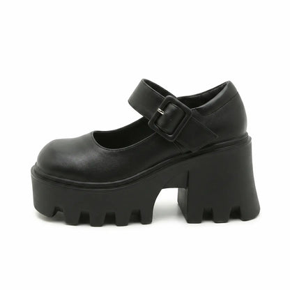 Retro Grunge Chunky Platform Block Heel Mary Janes