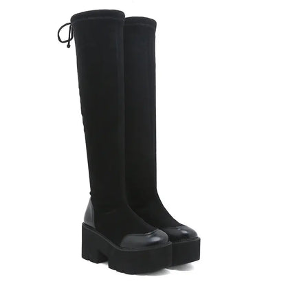 Y2K Goth Platform Chunky Heel Over The Knee Boots