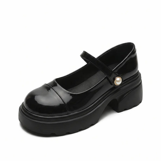 Retro Chunky Platform Pearl Strap Mary Jane Shoes