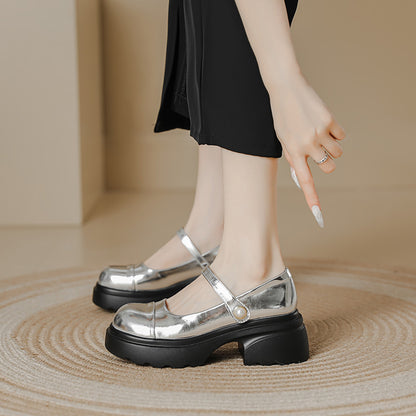 Retro Chunky Platform Pearl Strap Mary Jane Shoes