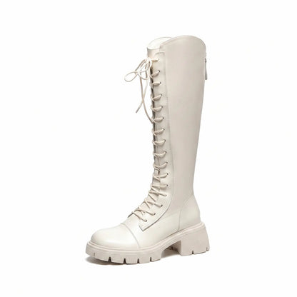 90s Grunge Lace-Up Knee-High Combat Boots