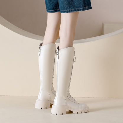 90s Grunge Lace-Up Knee-High Combat Boots
