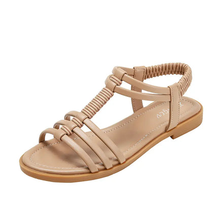 Minimalist Roman T-Strap Slingback Flat Sandals