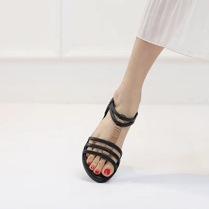 Minimalist Roman T-Strap Slingback Flat Sandals