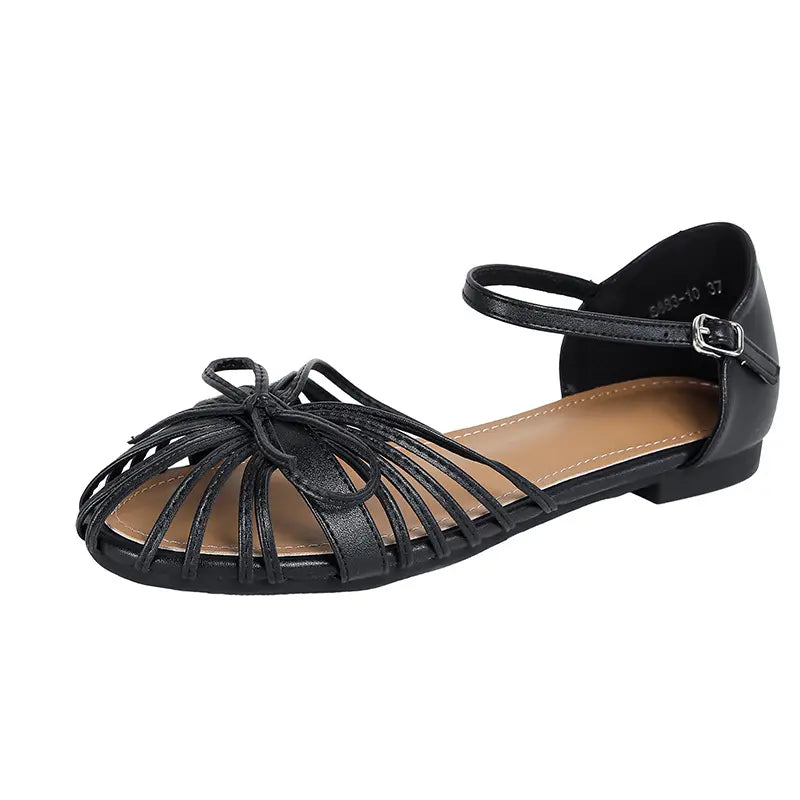 Sweet Bowknot Strappy Cage Fisherman Flat Sandals