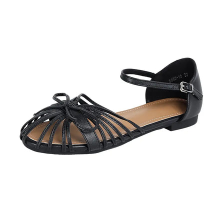 Sweet Bowknot Strappy Cage Fisherman Flat Sandals