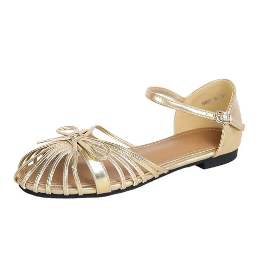 Sweet Bowknot Strappy Cage Fisherman Flat Sandals