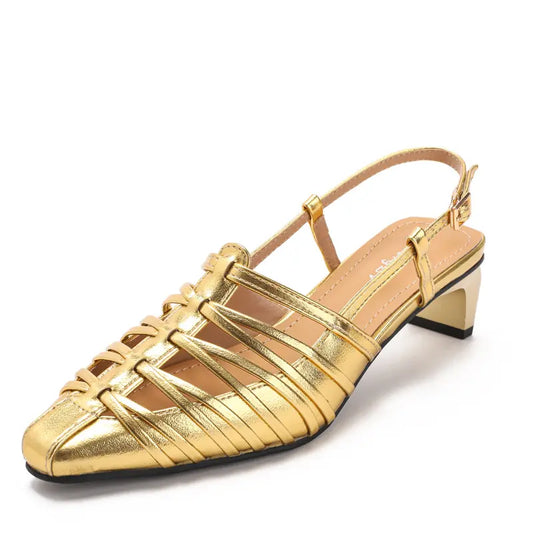 Women Vintage Fisherman Horseshoe Mid Heel Sandals
