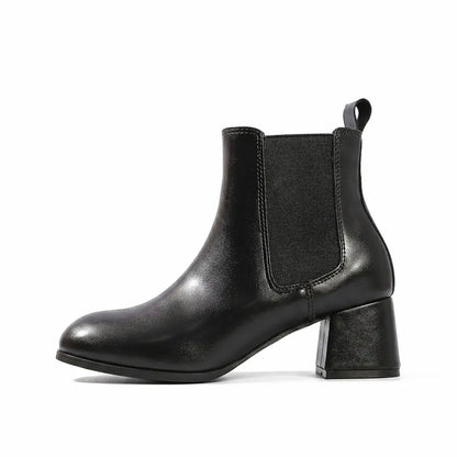 Vintage Leather Chunky Block Heel Chelsea Boots