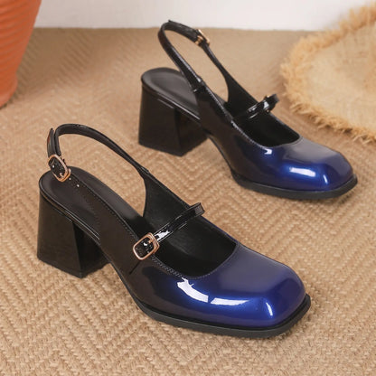 Vintage Gradient Patent Leather Slingback Mary Janes