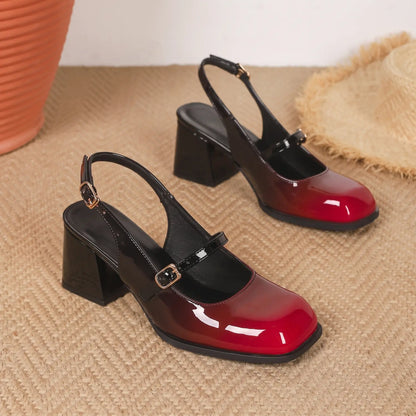 Vintage Gradient Patent Leather Slingback Mary Janes