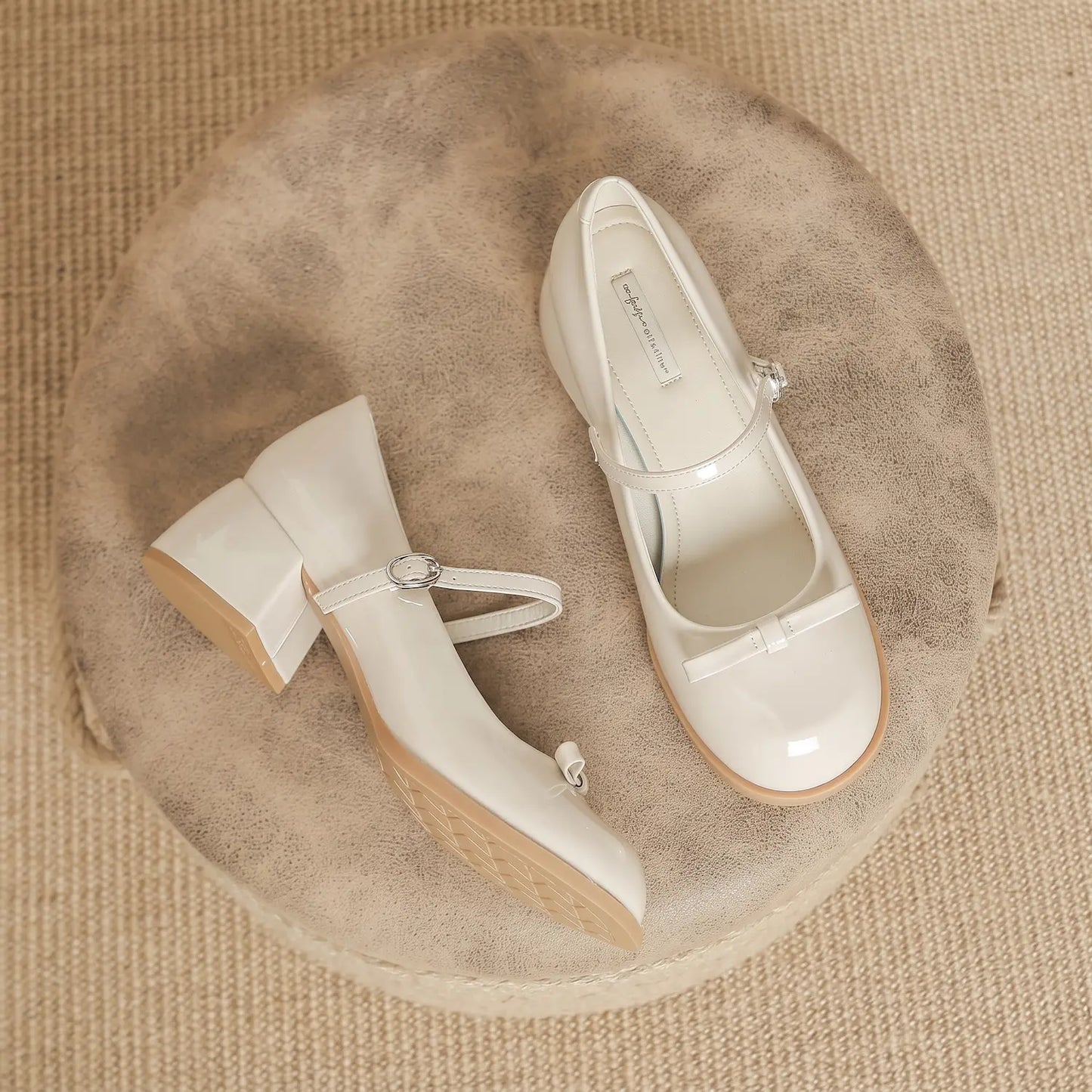 Vintage Block Heel Sweet Bow Mary Jane Pumps