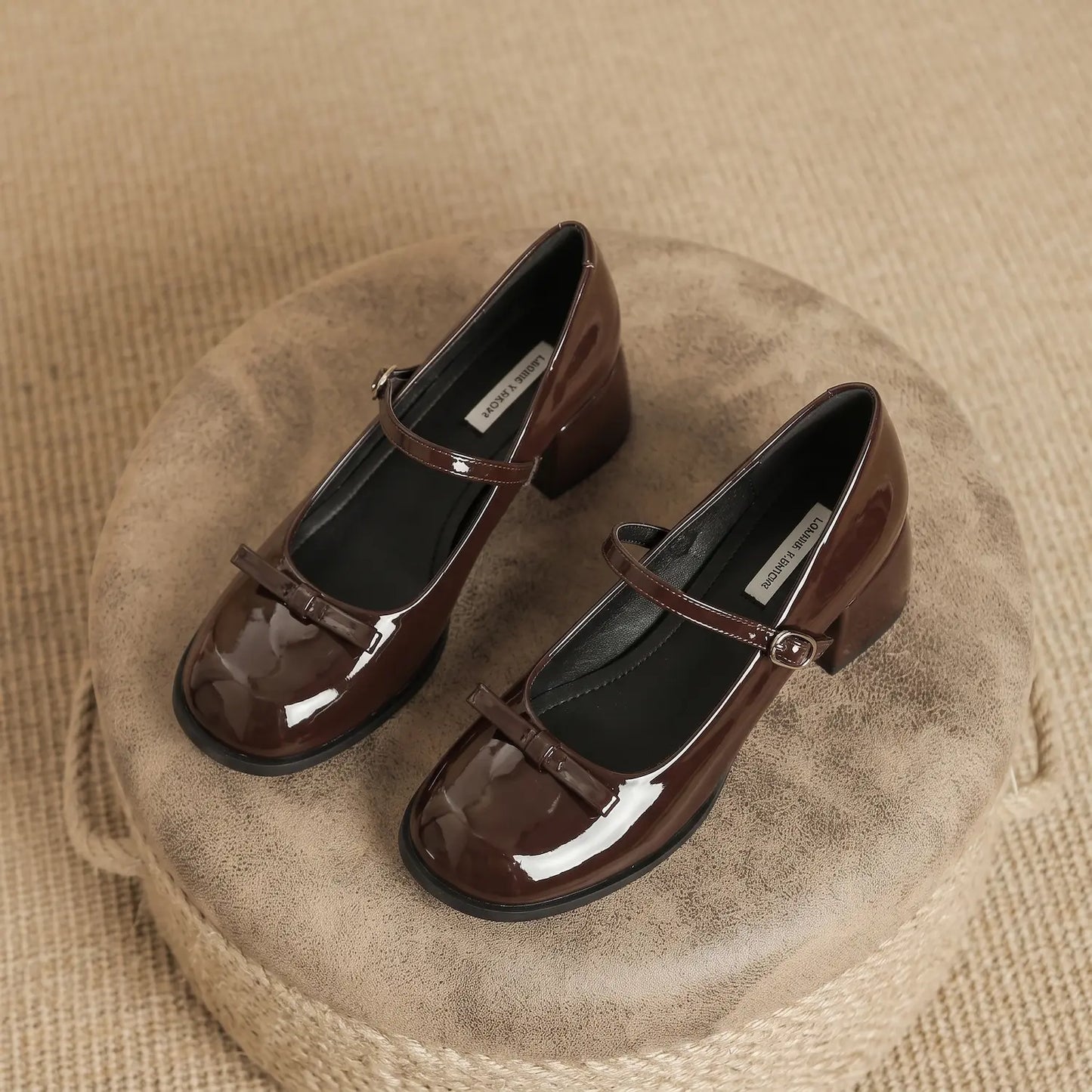 Vintage Block Heel Sweet Bow Mary Jane Pumps