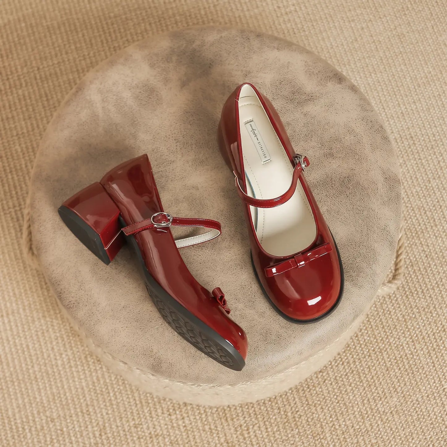 Vintage Block Heel Sweet Bow Mary Jane Pumps