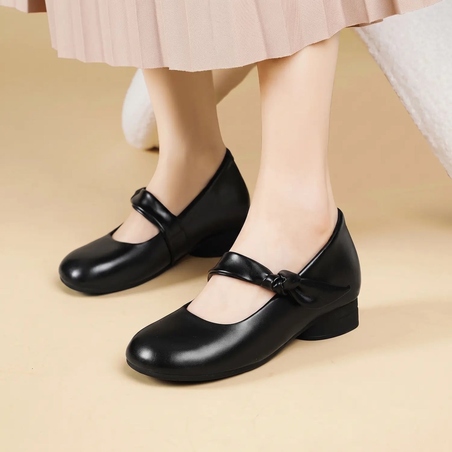 Vintage Knotted Strap Hidden Wedge Mary Janes